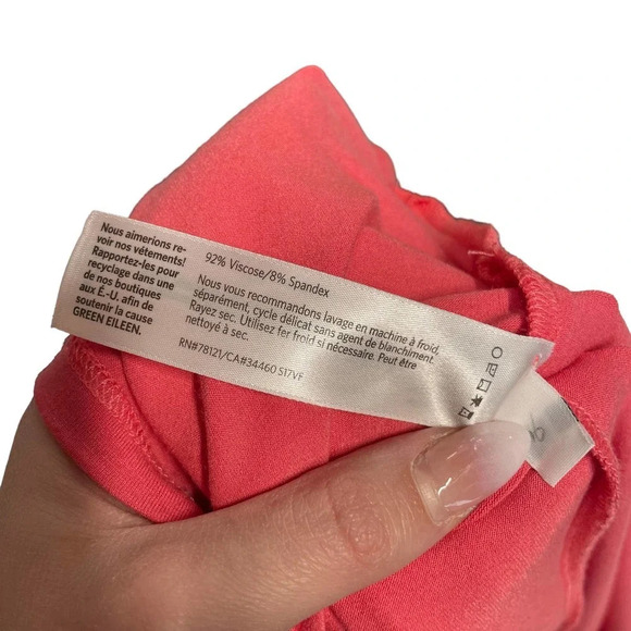 Eileen Fisher Pink Coral Short Sleeve Jersey Tunic Top‎ Size Large - Picture 8 of 8